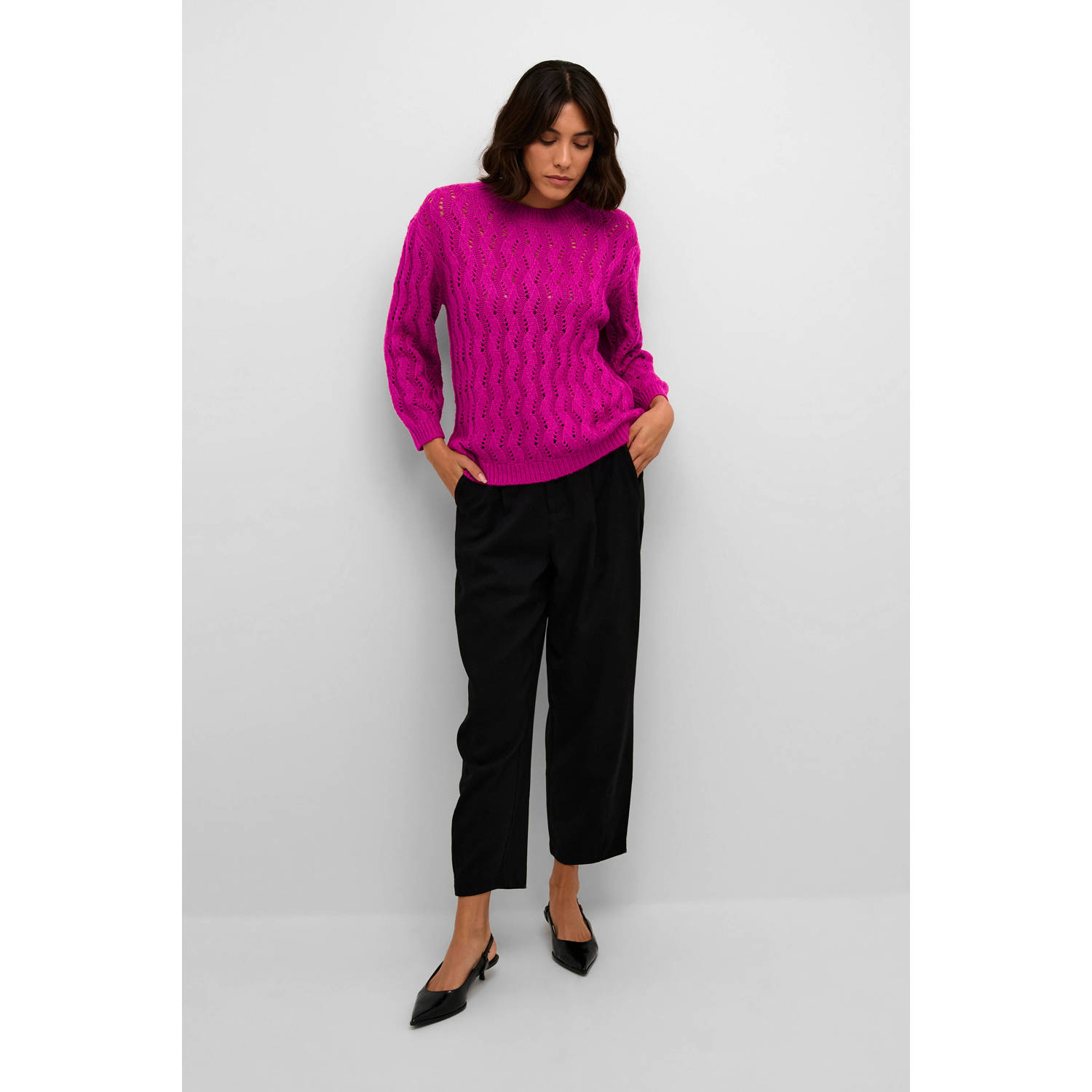 Kaffe gebreide trui KAlena fuchsia