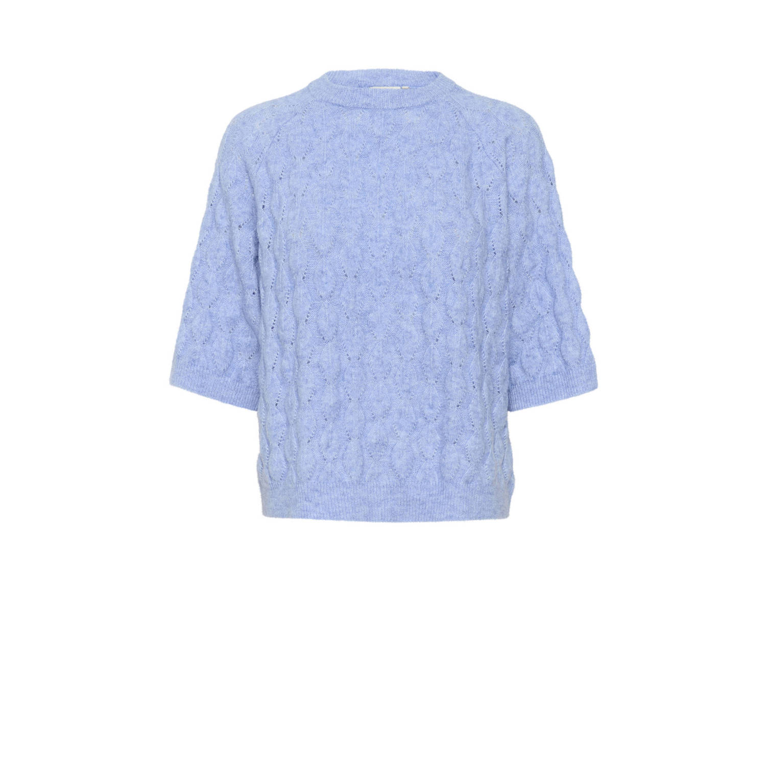 Kaffe Blauw Melange Gebreide Pullover Trui Blue Dames