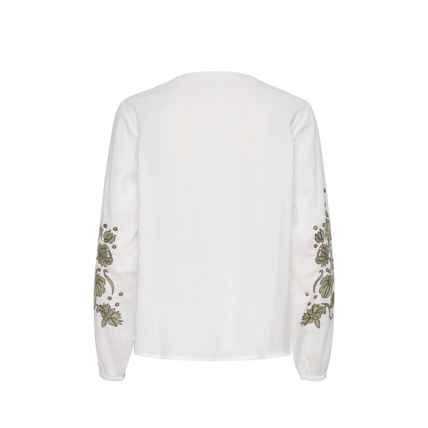 Cream gebloemde blouse wit
