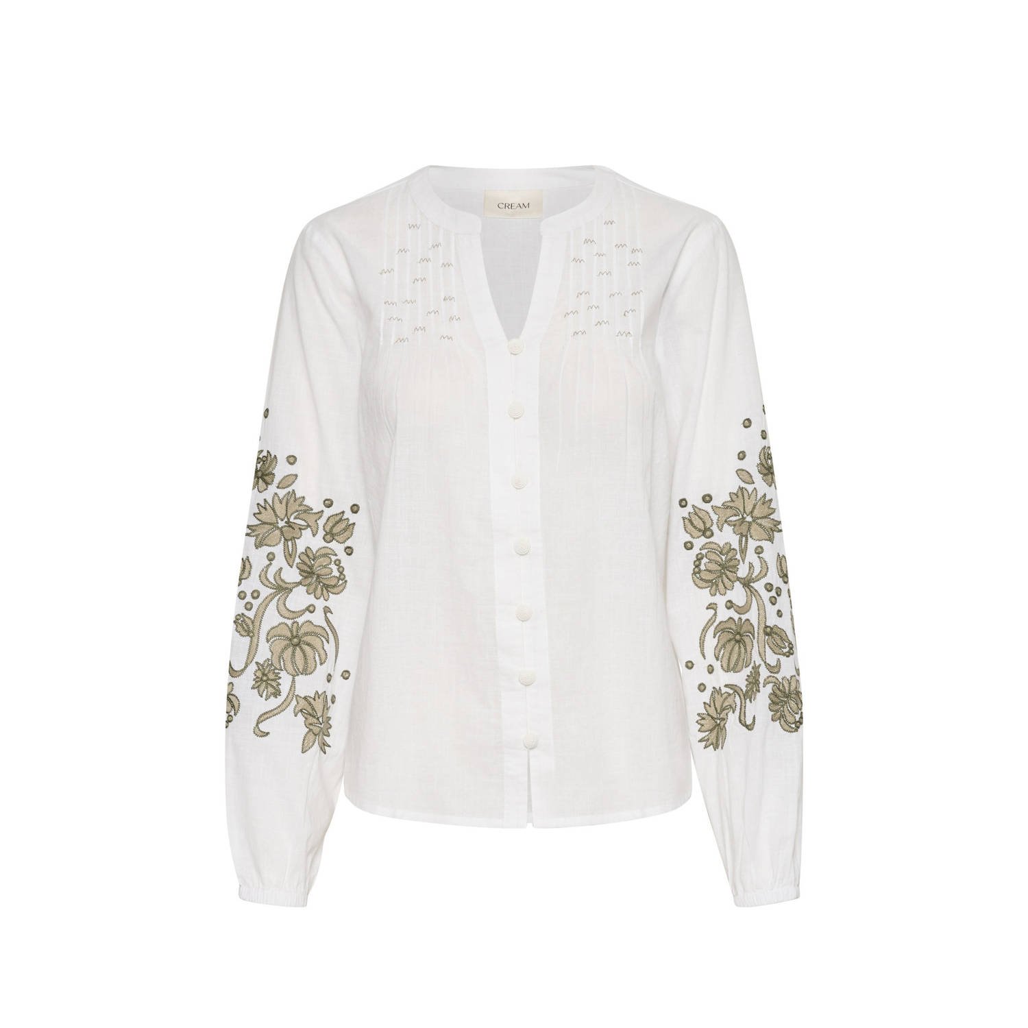 Cream Geborduurde Blouse Sneeuwwit White Dames