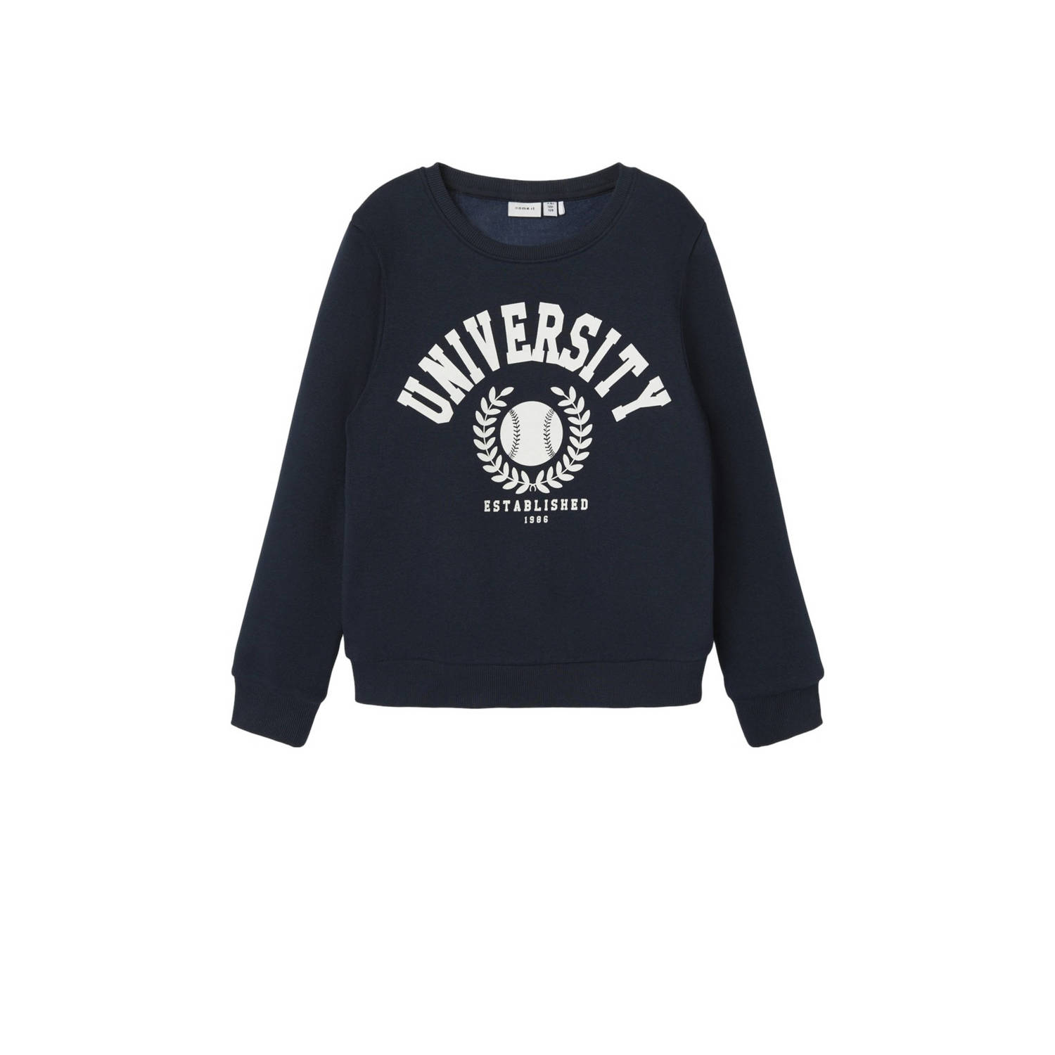 Name it KIDS sweater NKNTILLE met printopdruk donkerblauw Printopdruk 122 128