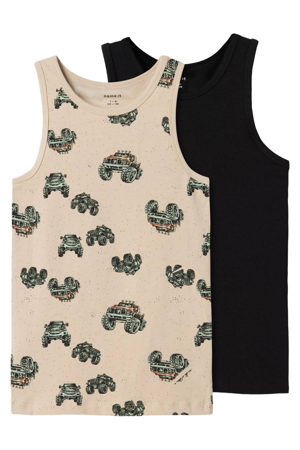 NAME IT KIDS hemd - beige/zwart (set van 2)