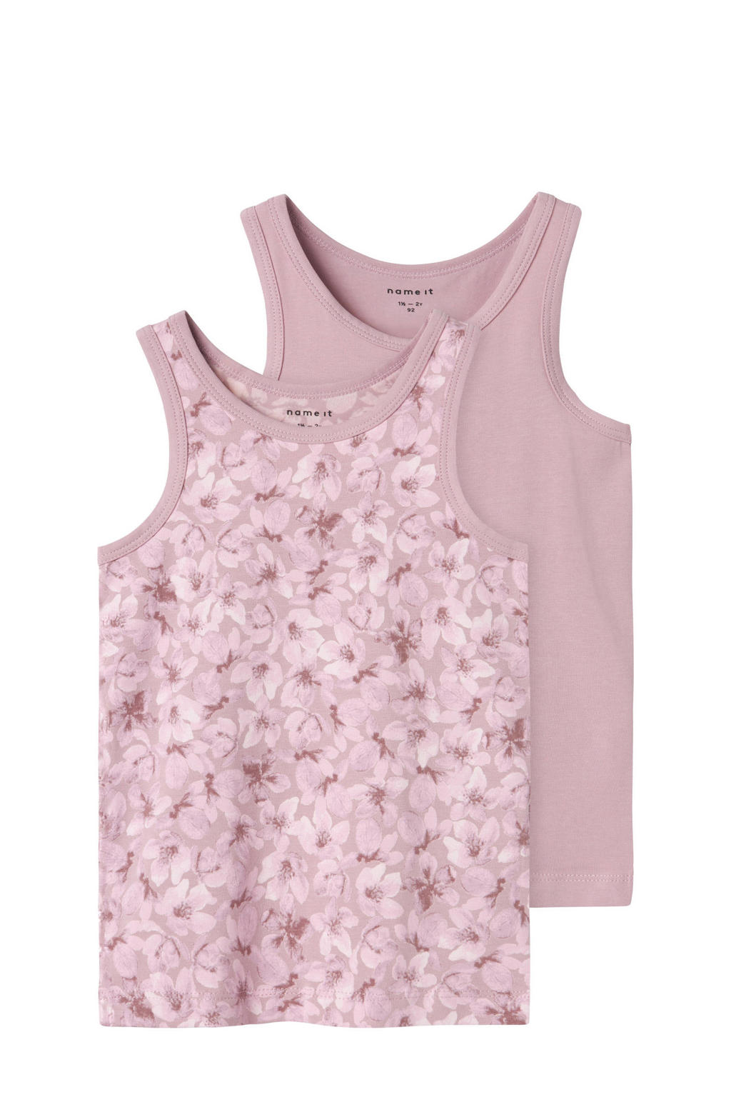 NAME IT MINI hemd NMFTANK TOP FLOWER - mauve (set van 2)