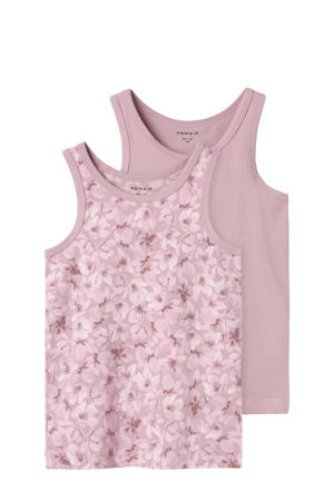hemd NMFTANK TOP FLOWER - mauve (set van 2)