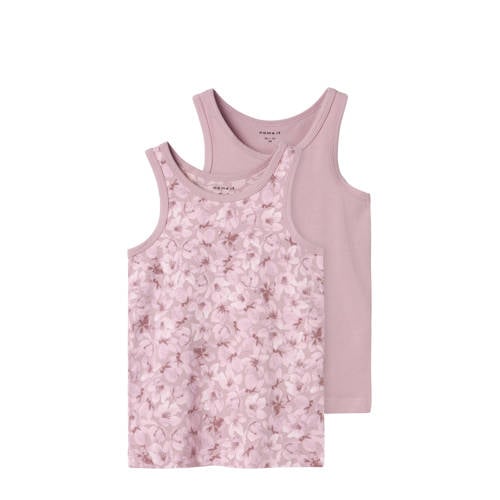 NAME IT MINI hemd NMFTANK TOP FLOWER - set van 2 mauve afbeelding