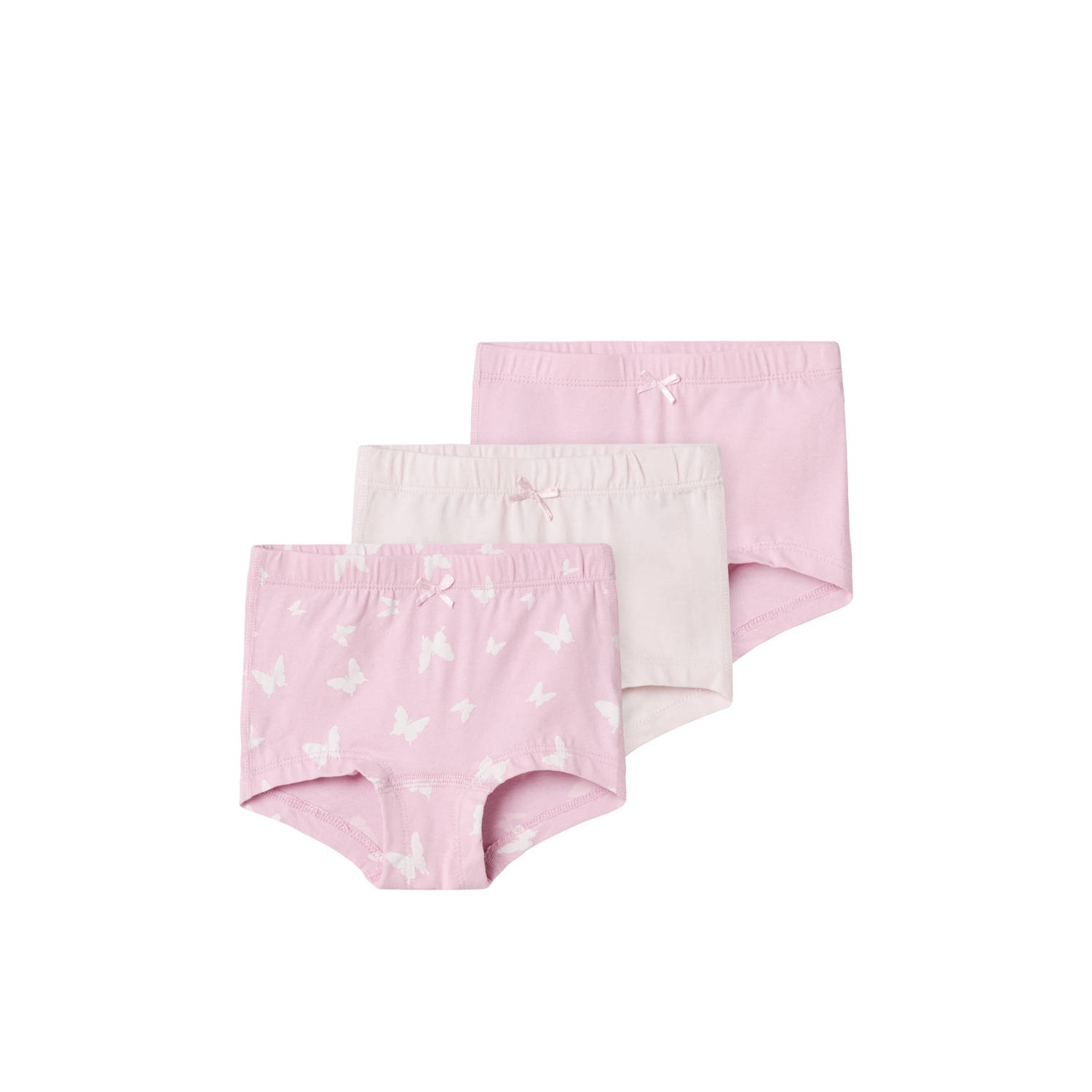 Name it MINI hipster NMFTIGHTS BUTTERFLY set van 3 roze lichtroze Slip Meisjes Stretchkatoen 104