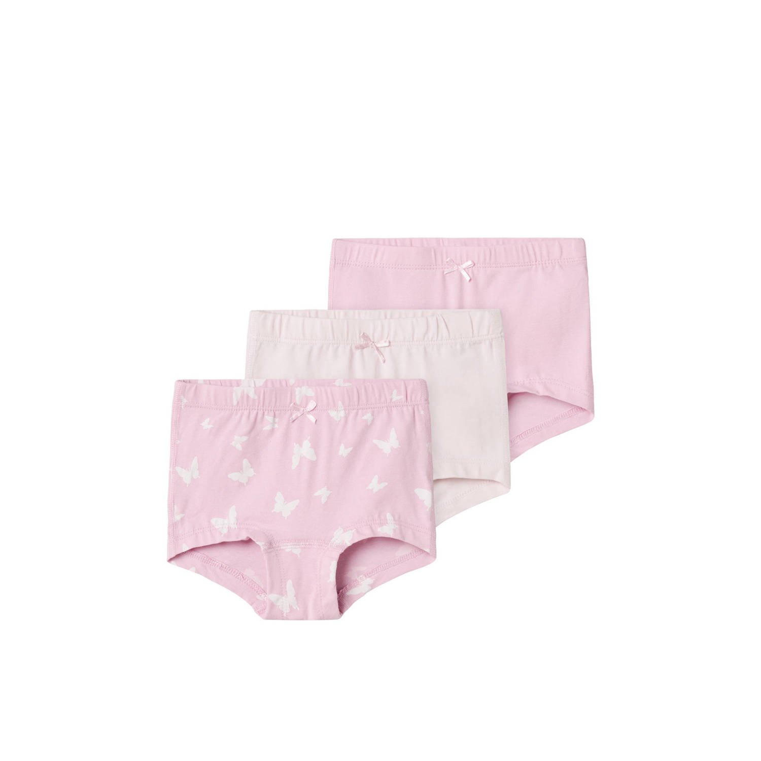 Name it MINI hipster NMFTIGHTS BUTTERFLY set van 3 roze lichtroze Slip Meisjes Stretchkatoen 104