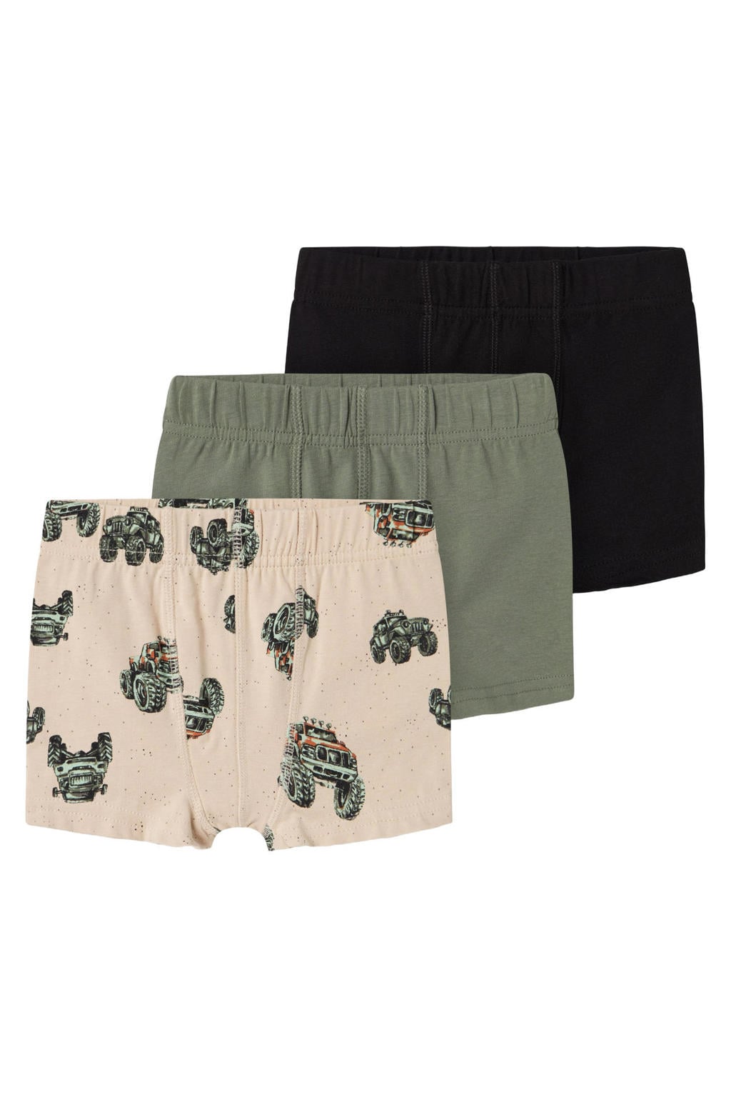 NAME IT MINI boxershorts met print - beige/groen (set van 3)