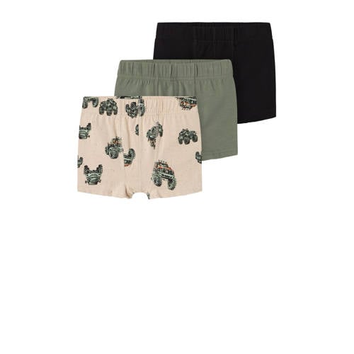 NAME IT MINI boxershort NMMTIGHTS MONSTER TRUCK - set van 3 beige/groen afbeelding