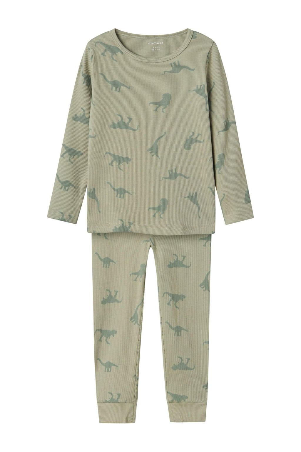 NAME IT MINI pyjama NMMNIGHTSET DINO groen | wehkamp