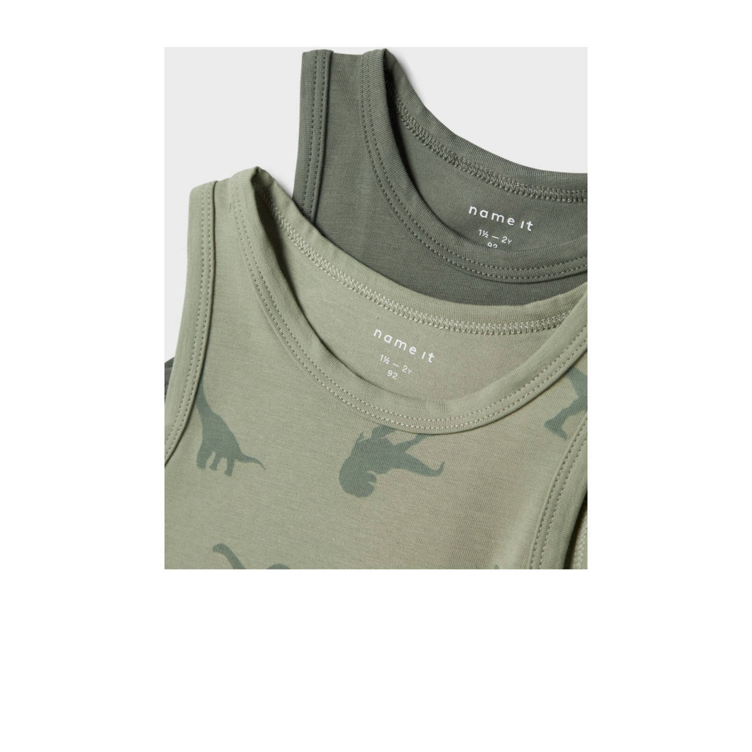 NAME IT MINI hemd NMMTANK TOP DINO set van 2 groen donkergroen
