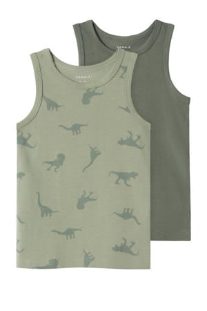 hemd NMMTANK TOP DINO - groen/donkergroen (set van 2)