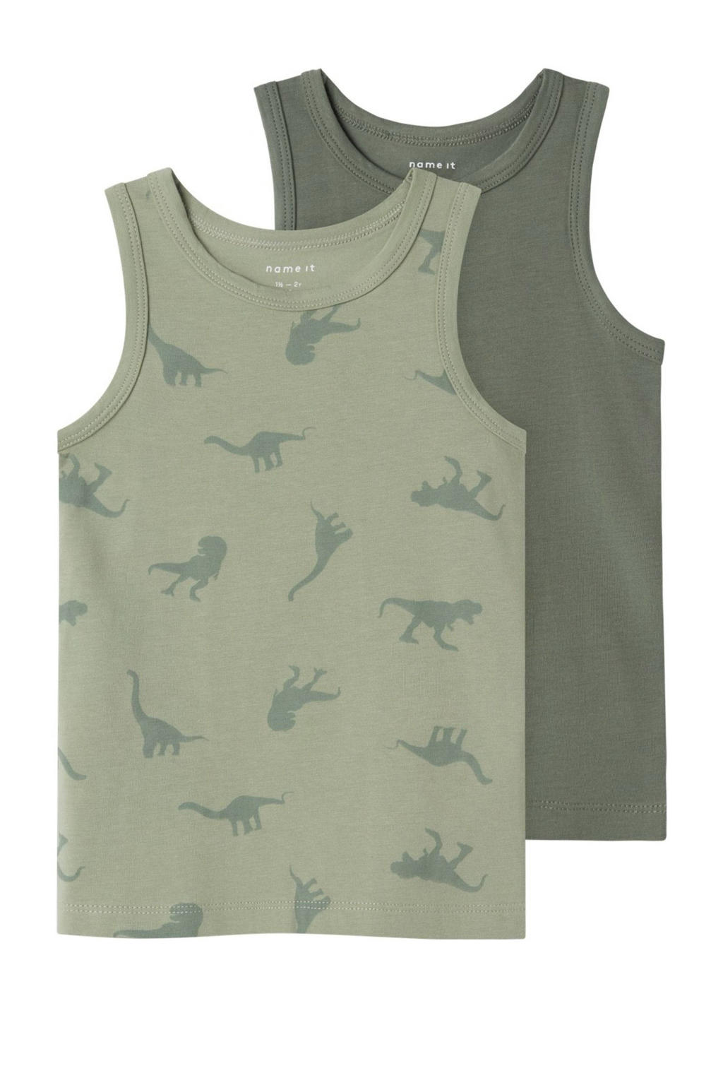NAME IT MINI hemd NMMTANK TOP DINO - groen/donkergroen (set van 2)