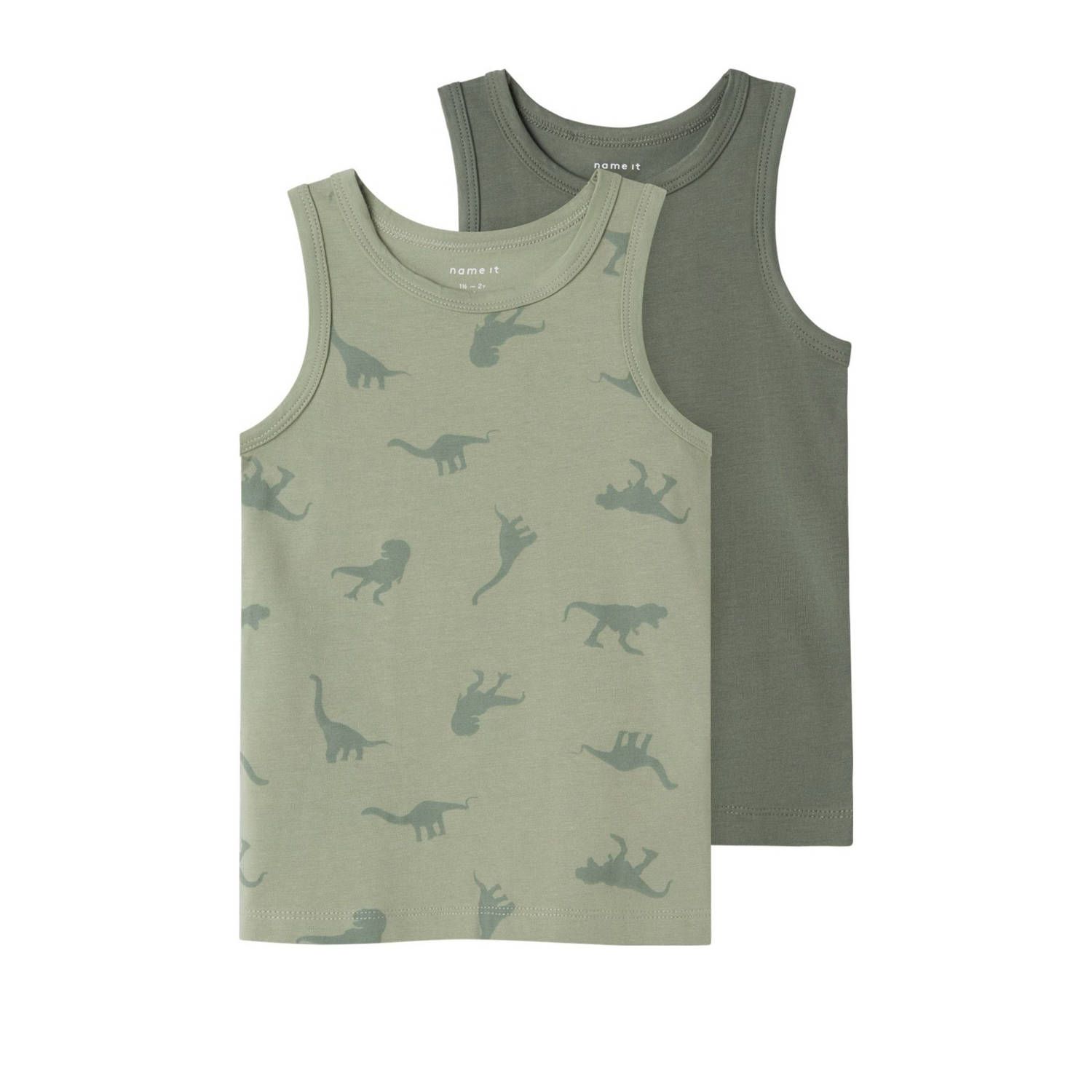 Name It Hemd NMMTANK TOP 2P AGAVE GREEN DINO NOOS (set 2 stuks)