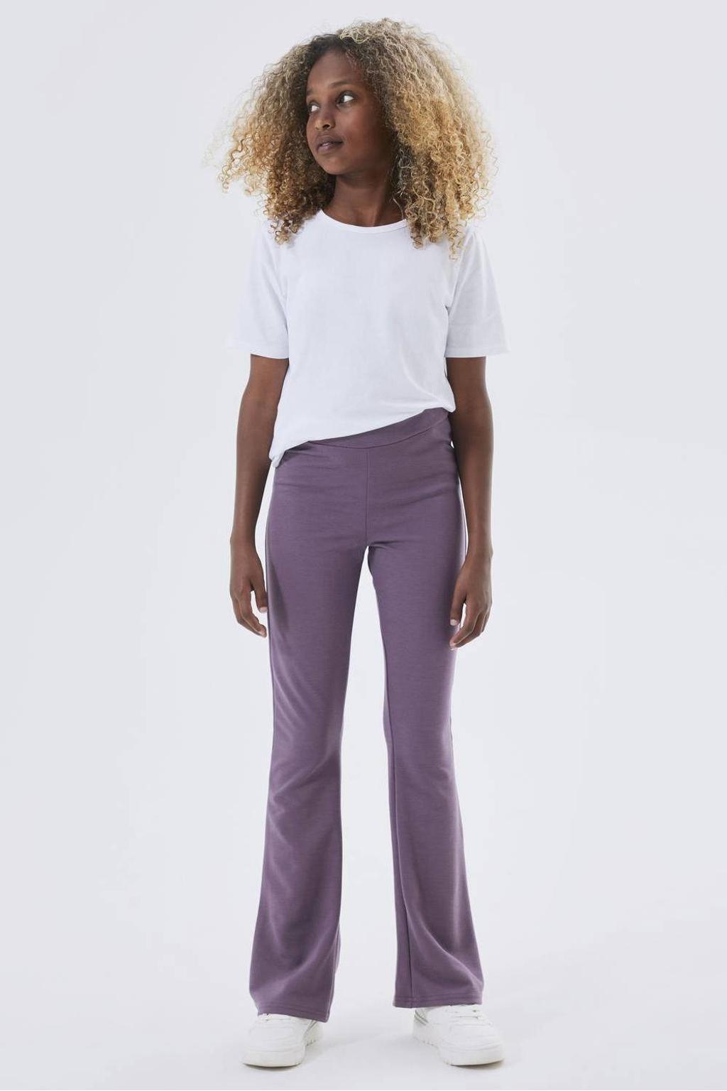NAME IT KIDS high waist flared broek NKFFRIKKALI paars