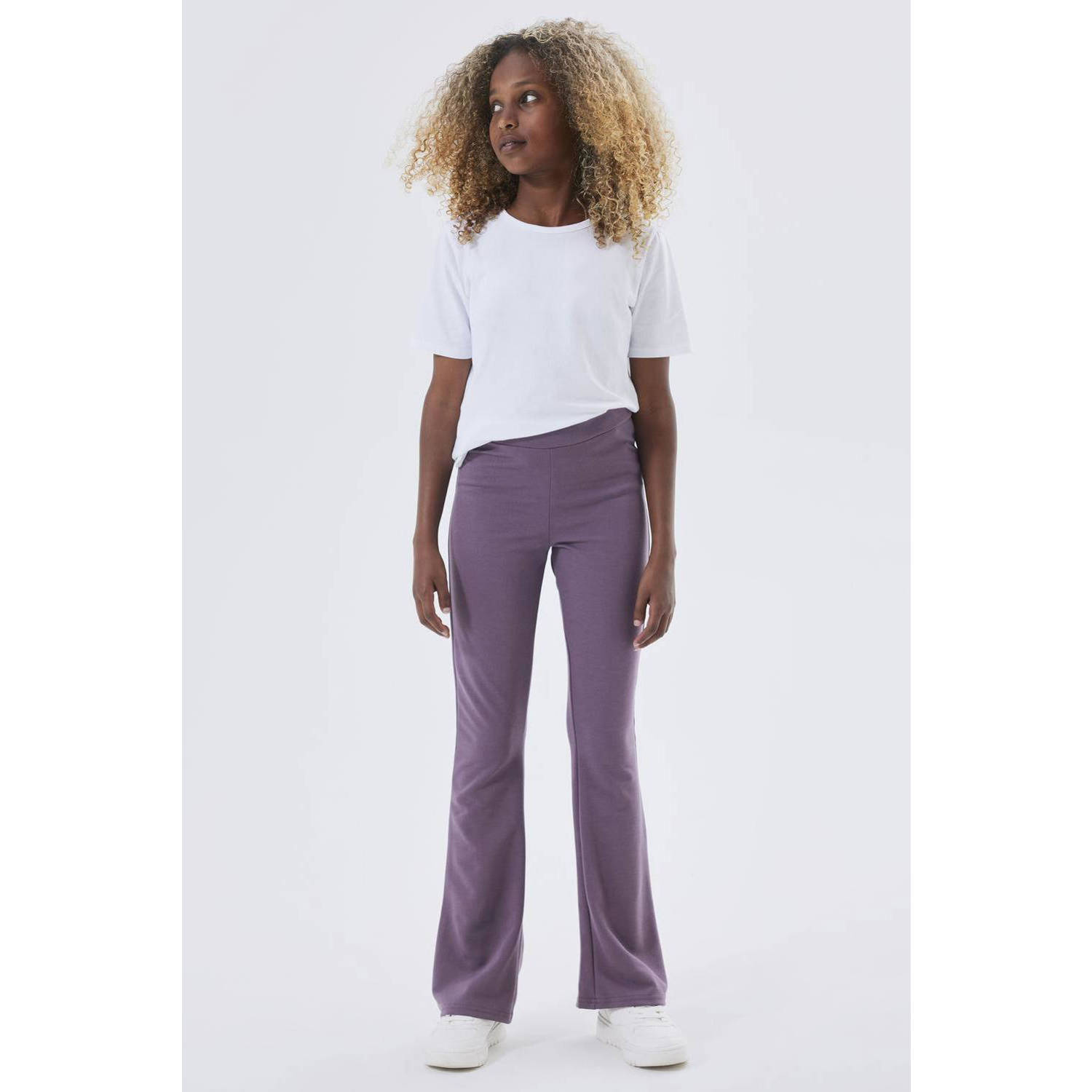 NAME IT KIDS high waist flared broek NKFFRIKKALI paars