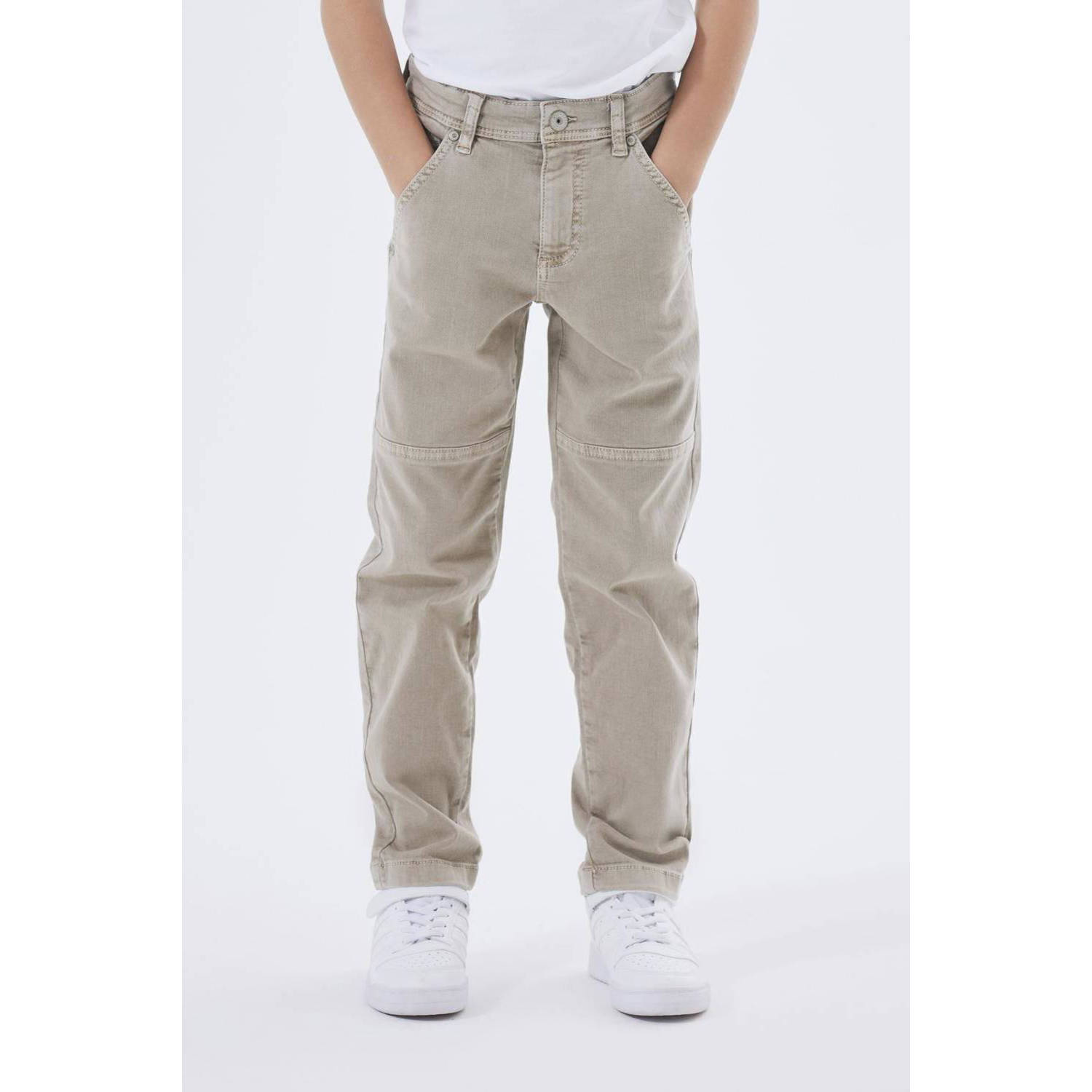 NAME IT KIDS tapered fit broek NKMSILAS beige