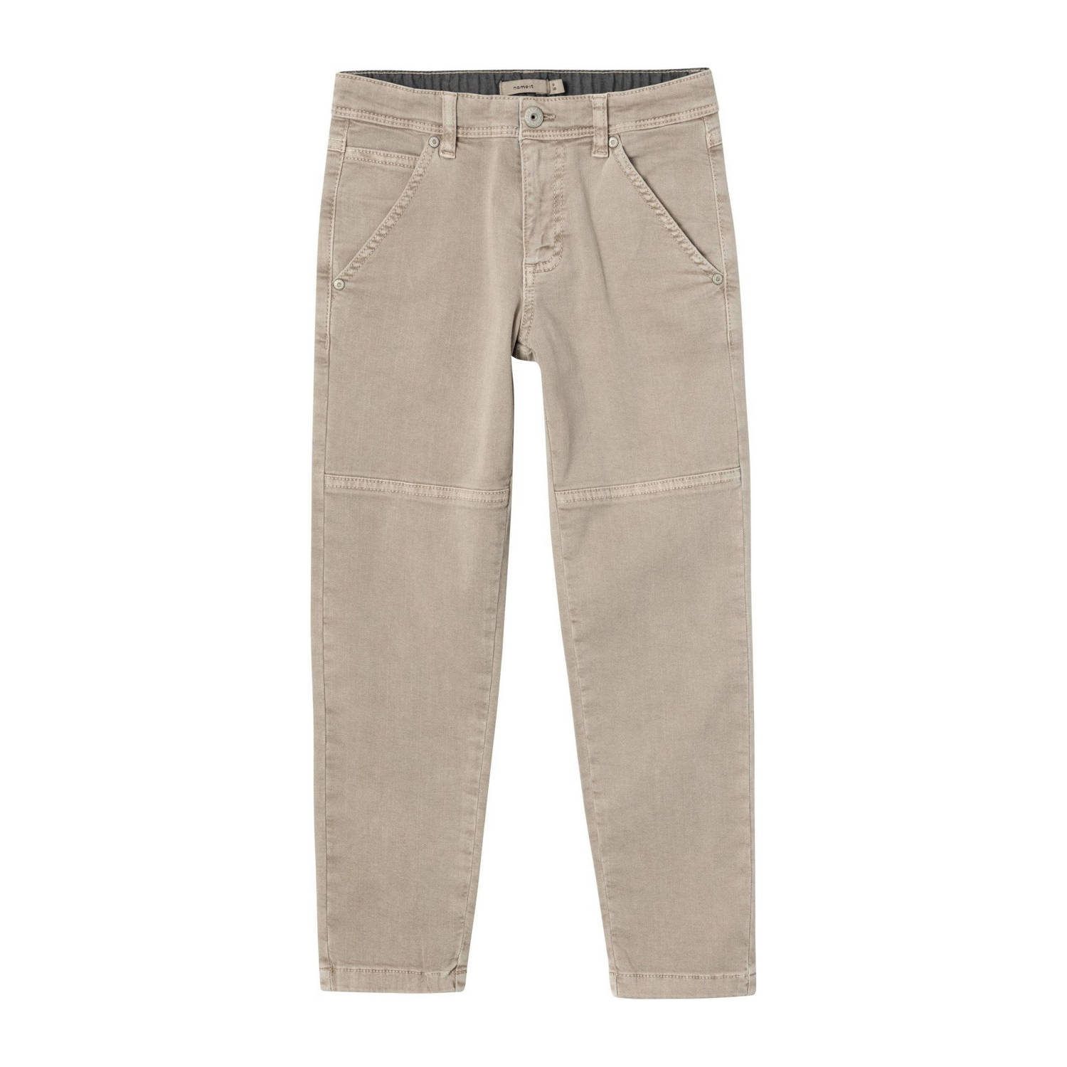 Name it KIDS tapered fit broek NKMSILAS beige Jongens Stretchkatoen Effen 122