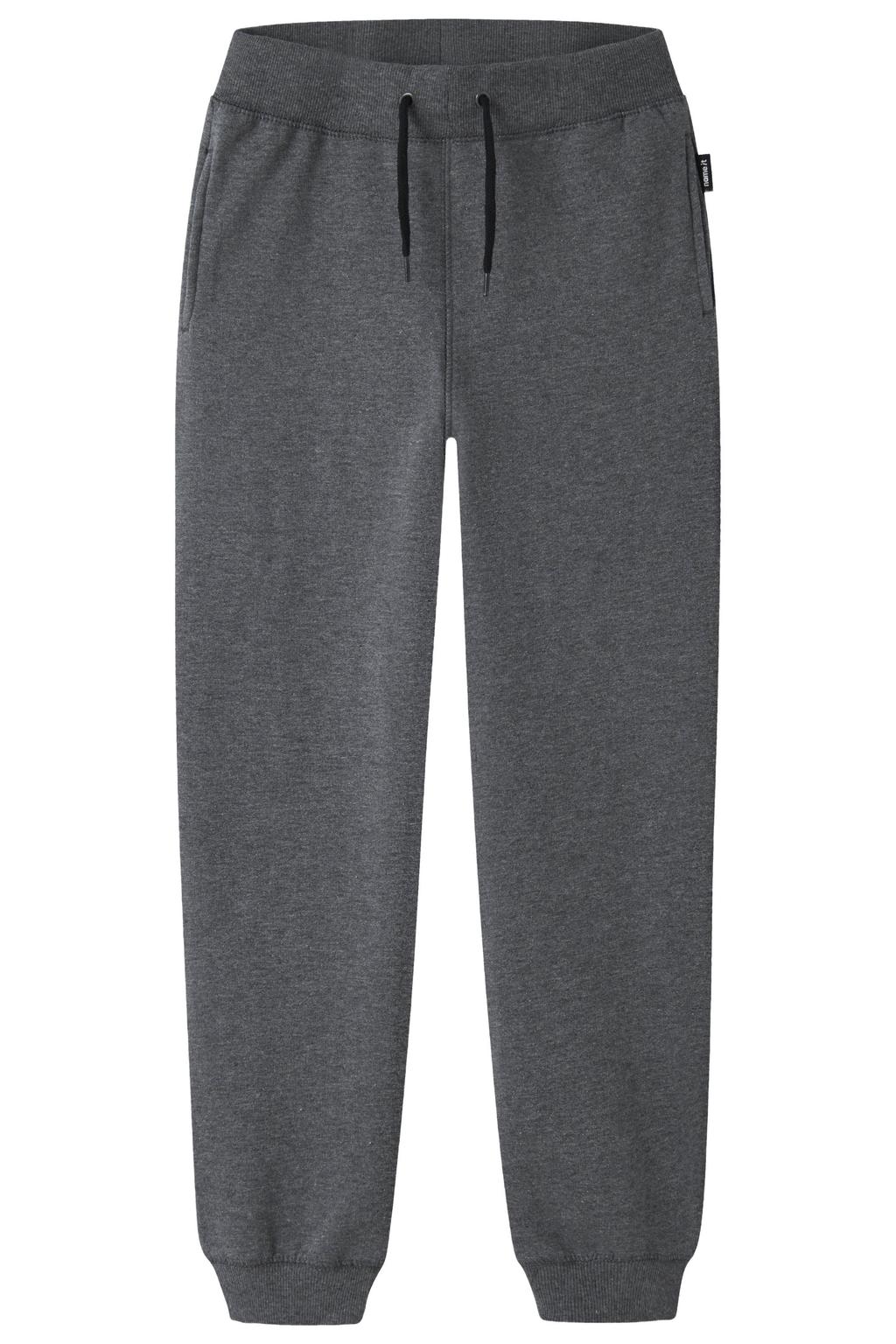 Grijze jongens NAME IT KIDS regular fit broek melange van sweat materiaal met elastische tailleband met koord