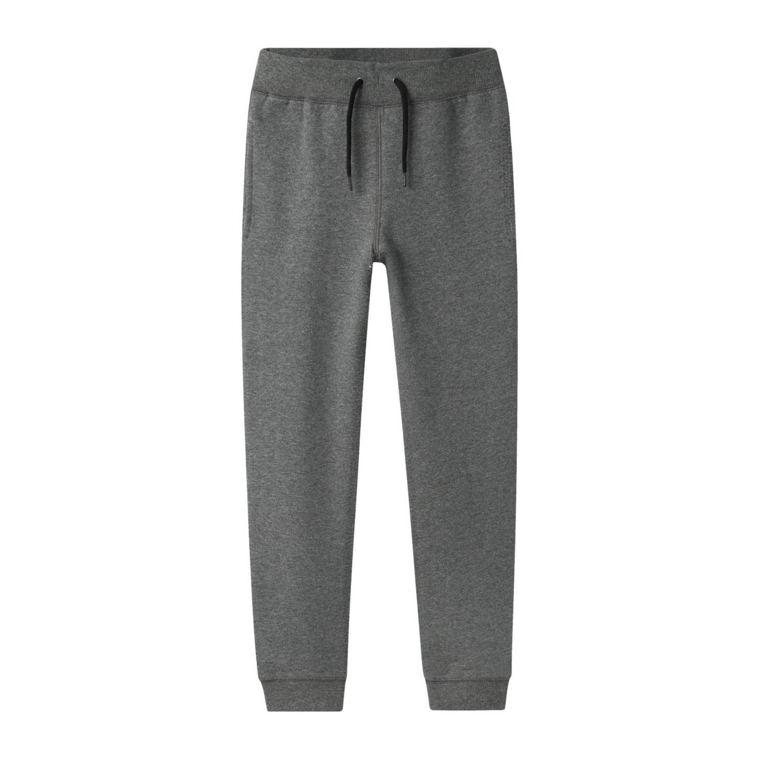 Name it KIDS regular fit broek NKMSWEAT donkergrijs melange Effen 128