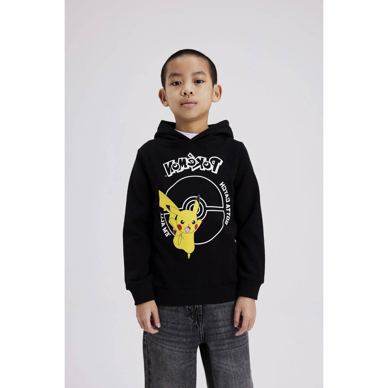 NAME IT KIDS Pokemon hoodie NKMNOSCAR met printopdruk zwart