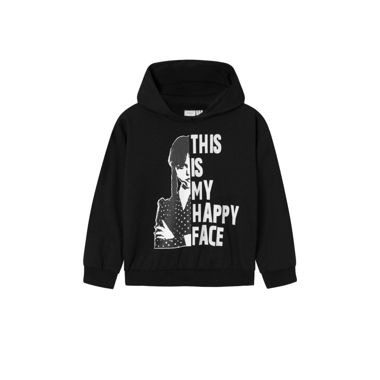 Name it KIDS hoodie NKFJXEMI WEDNESDAY met printopdruk zwart Sweater Printopdruk 134 140