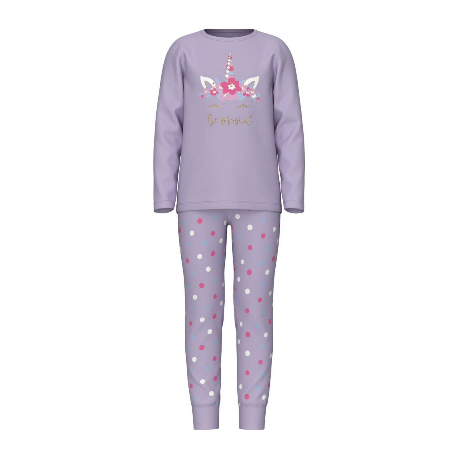 Name it KIDS pyjama NKFNIGHTSET MAGICAL lila Paars Meisjes Stretchkatoen Ronde hals 158 164