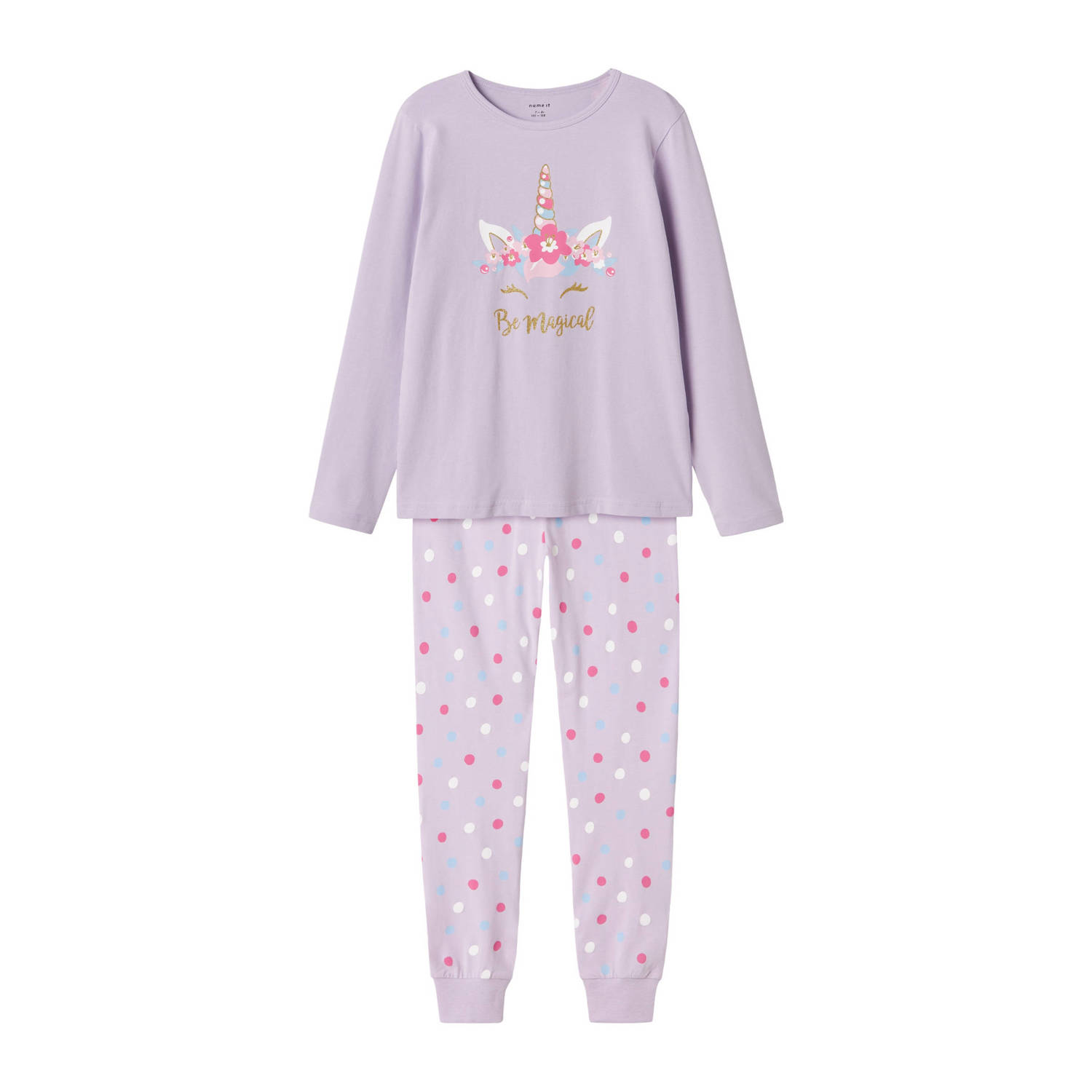 Name it KIDS pyjama NKFNIGHTSET MAGICAL lila Paars Meisjes Stretchkatoen Ronde hals 158 164