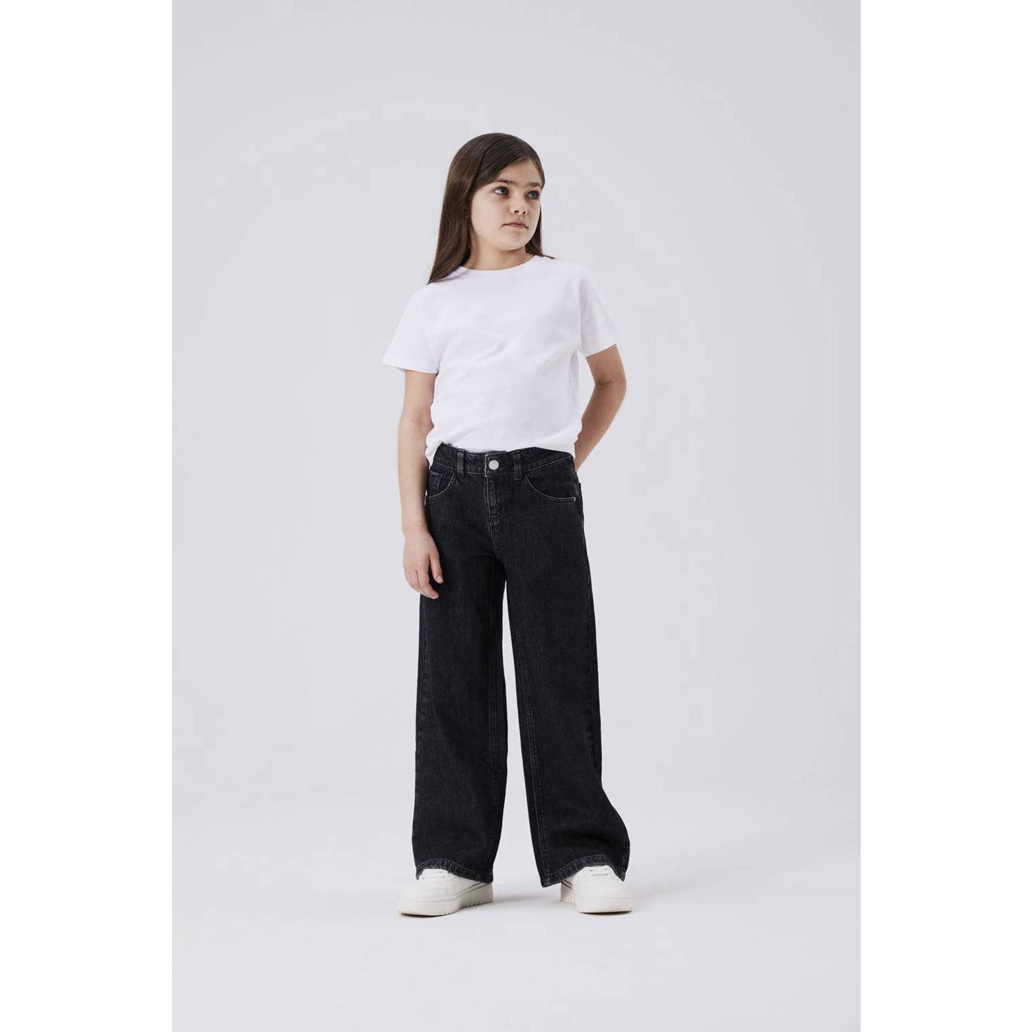 NAME IT KIDS wide leg jeans NKFROSE dark grey denim
