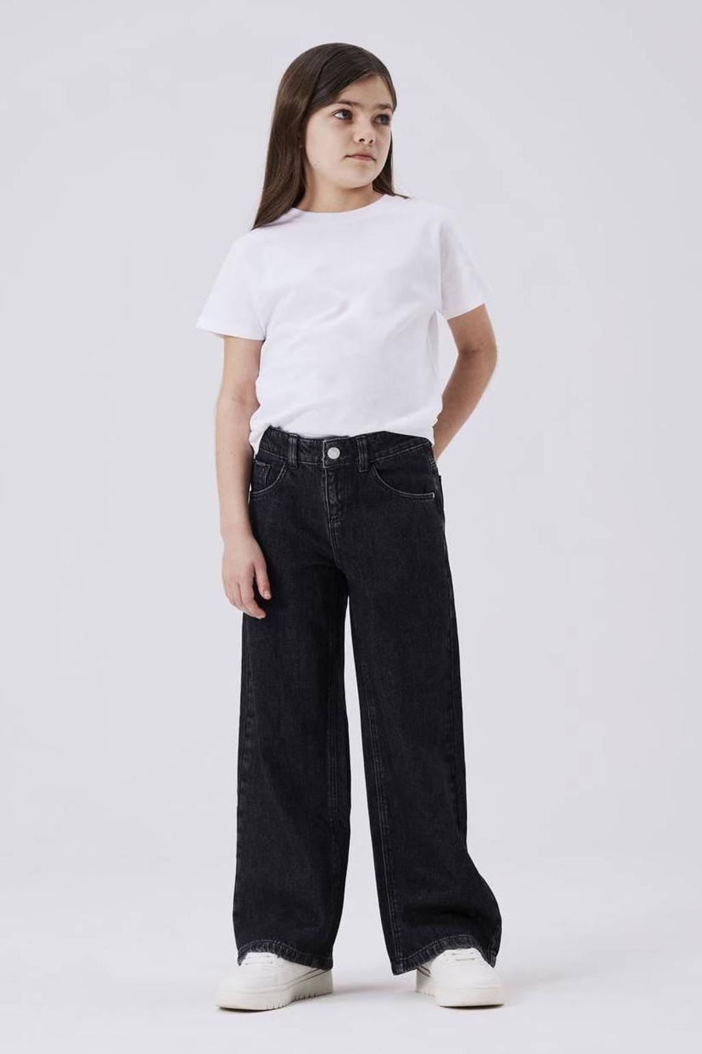 NAME IT KIDS wide leg jeans NKFROSE dark grey denim