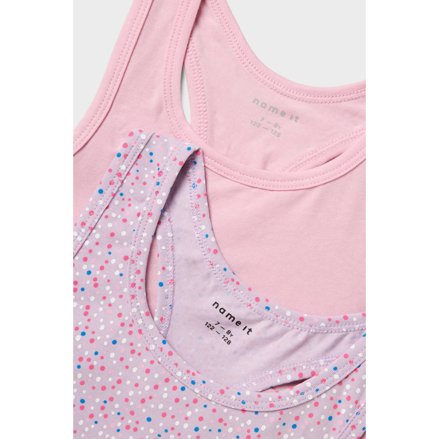 NAME IT KIDS bh top NKFSHORT TOP DOT set van 2 lila roze