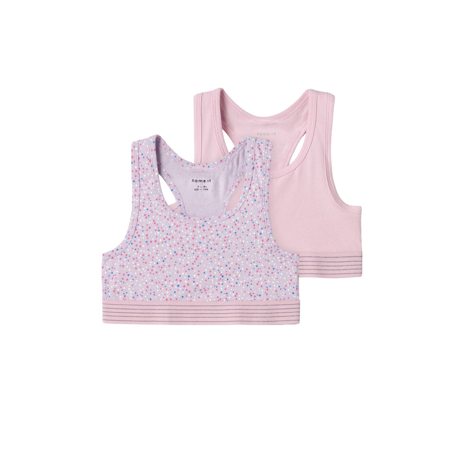 Name it KIDS bh top NKFSHORT TOP DOT set van 2 lila roze Paars Meisjes Stretchkatoen 122 128