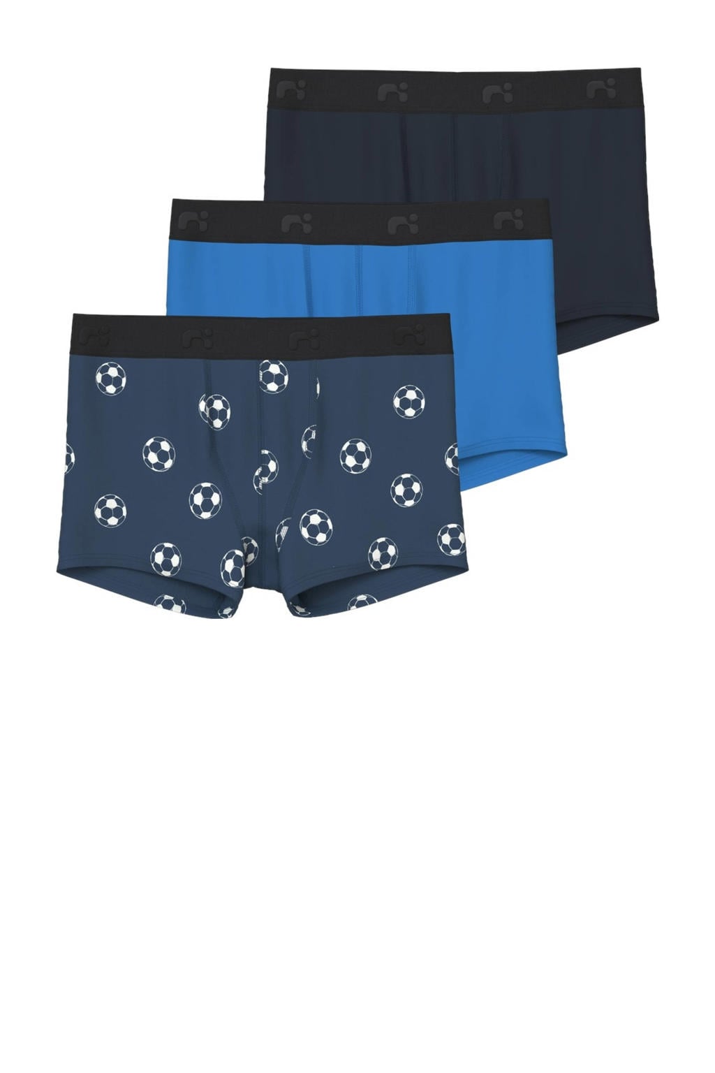 NAME IT KIDS boxershort NKMBOXER FOOTBALL - donkerblauw/zwart/blauw (set van 3)