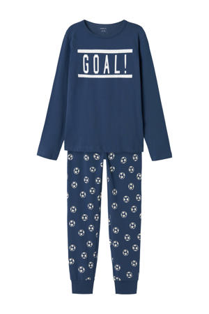 pyjama NKMNIGHTSET FOOTBALL donkerblauw/wit