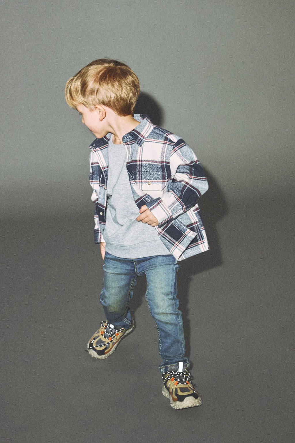 Donkerblauwe jongens NAME IT MINI x-slim fit jeans van stretchkatoen met regular waist en effen