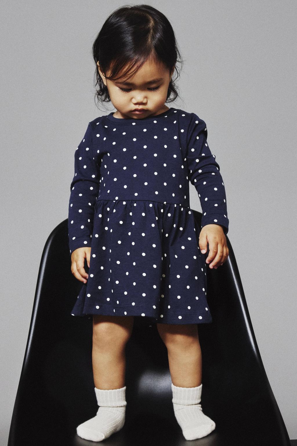 NAME IT MINI jurk met stippen donkerblauw/wit