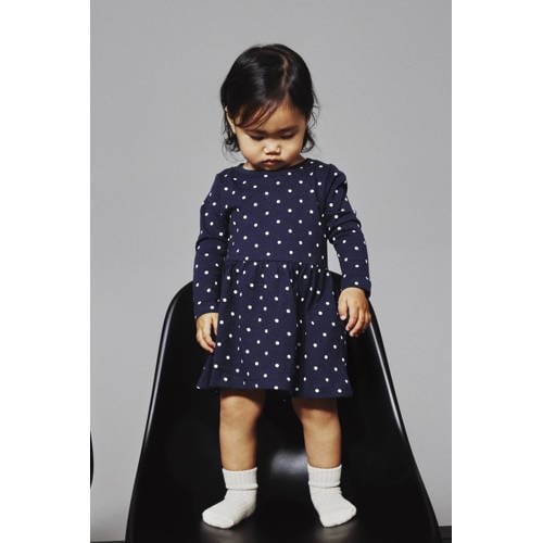 NAME IT MINI jurk NMFVIVIA met stippen donkerblauw/wit afbeelding