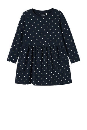 jurk NMFVIVIA met stippen donkerblauw/wit