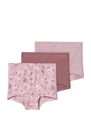hipster NMFTIGHTS FLOWER - s/mauve (set van 3 paar)
