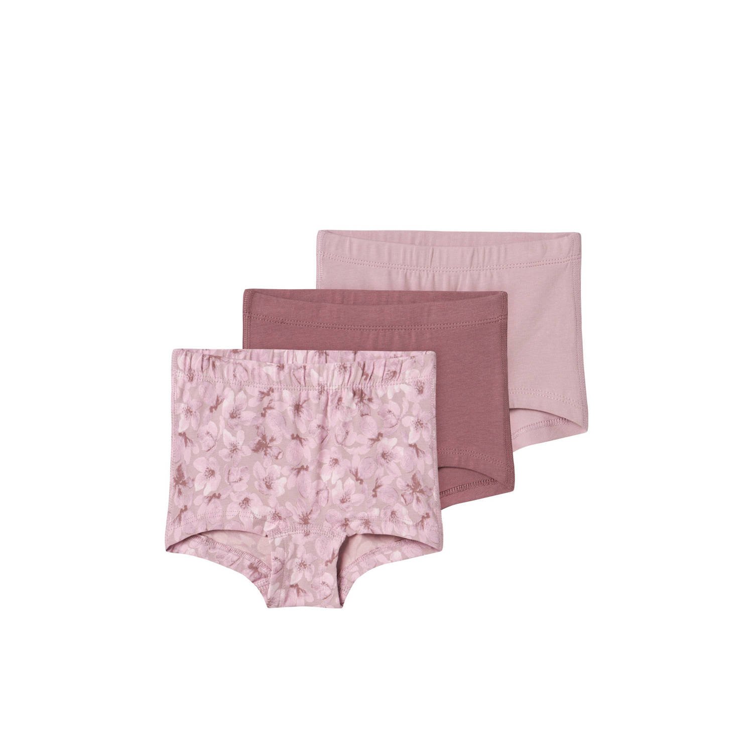 Name it MINI hipster NMFTIGHTS FLOWER set van 3 paars mauve Slip Meisjes Stretchkatoen 110