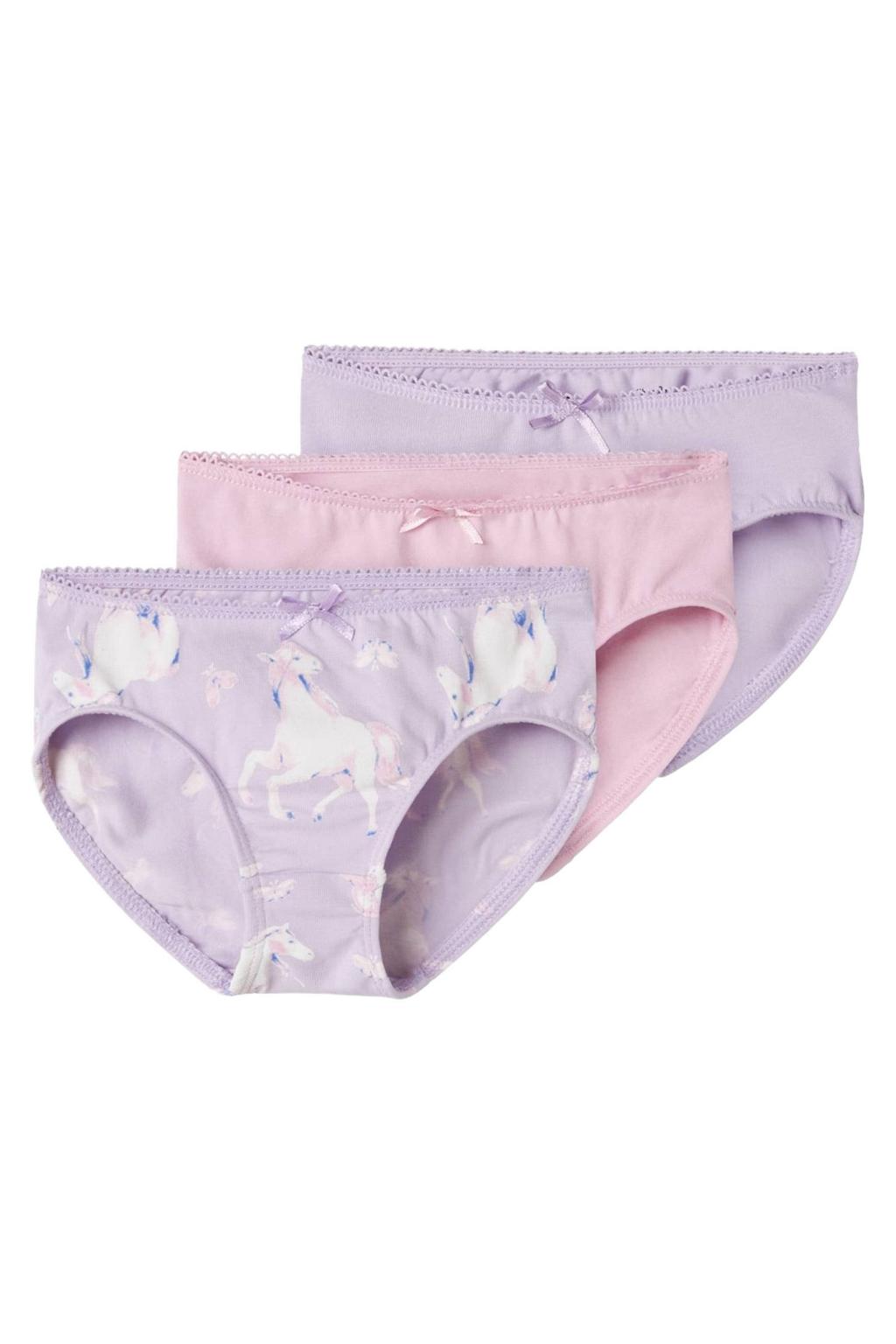 NAME IT MINI slip NMFBRIEFS HORSE - lila/roze (set van 3)