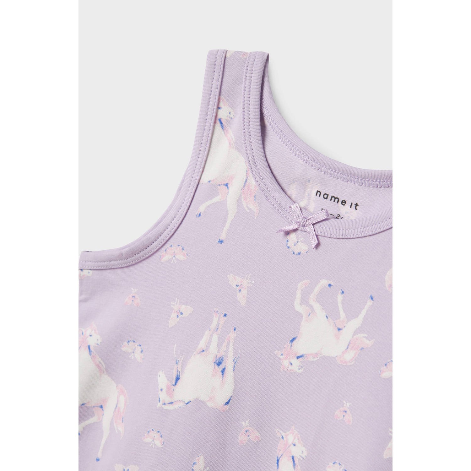 NAME IT MINI hemd NMFTANK TOP HORSE set van 2 lila roze