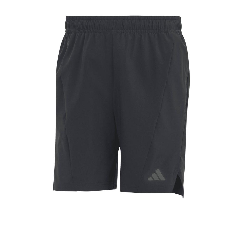 Zwarte heren adidas Performance Workout 7"sportshort van polyester met elastische tailleband met koord en effen