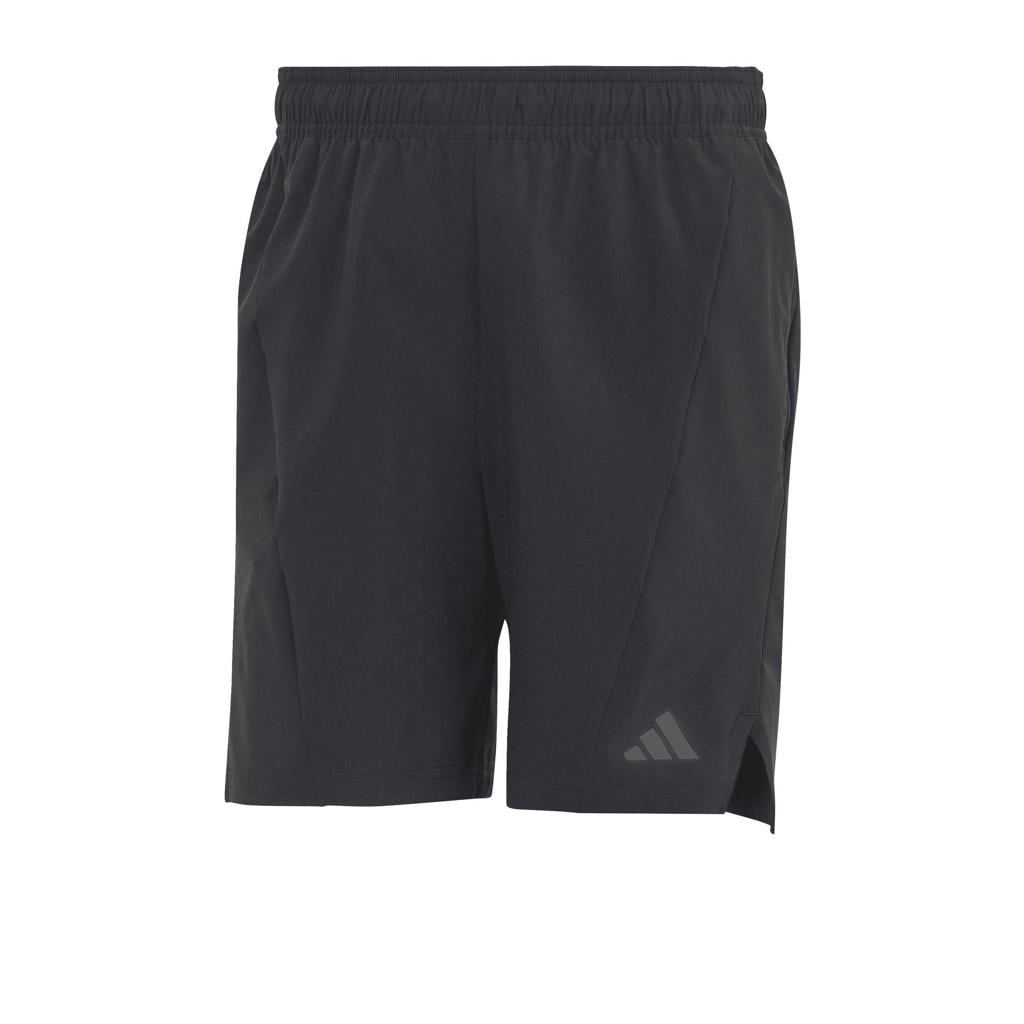 Zwarte heren adidas Performance Workout 7"sportshort van polyester met elastische tailleband met koord en effen