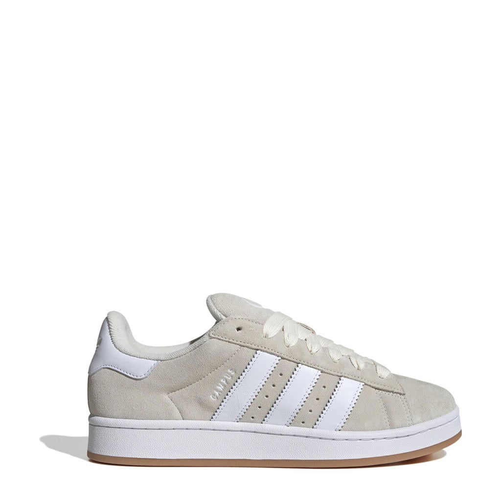 Ecru en witte dames adidas Originals Campus 00s sneakers van suède-pu/voering: badstof/voetbed: eva met veters