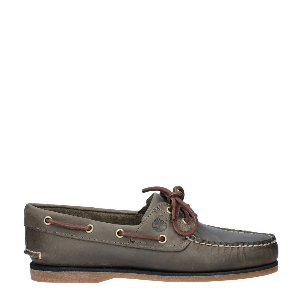 Taupe heren Timberland Classic Boat nubuck bootschoenen met veters
