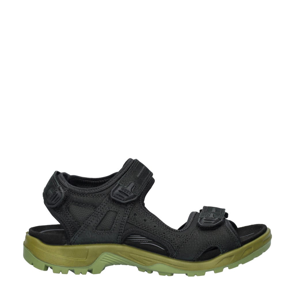 Zwarte heren Ecco Off-Road nubuck sandalen met klittenband en effen