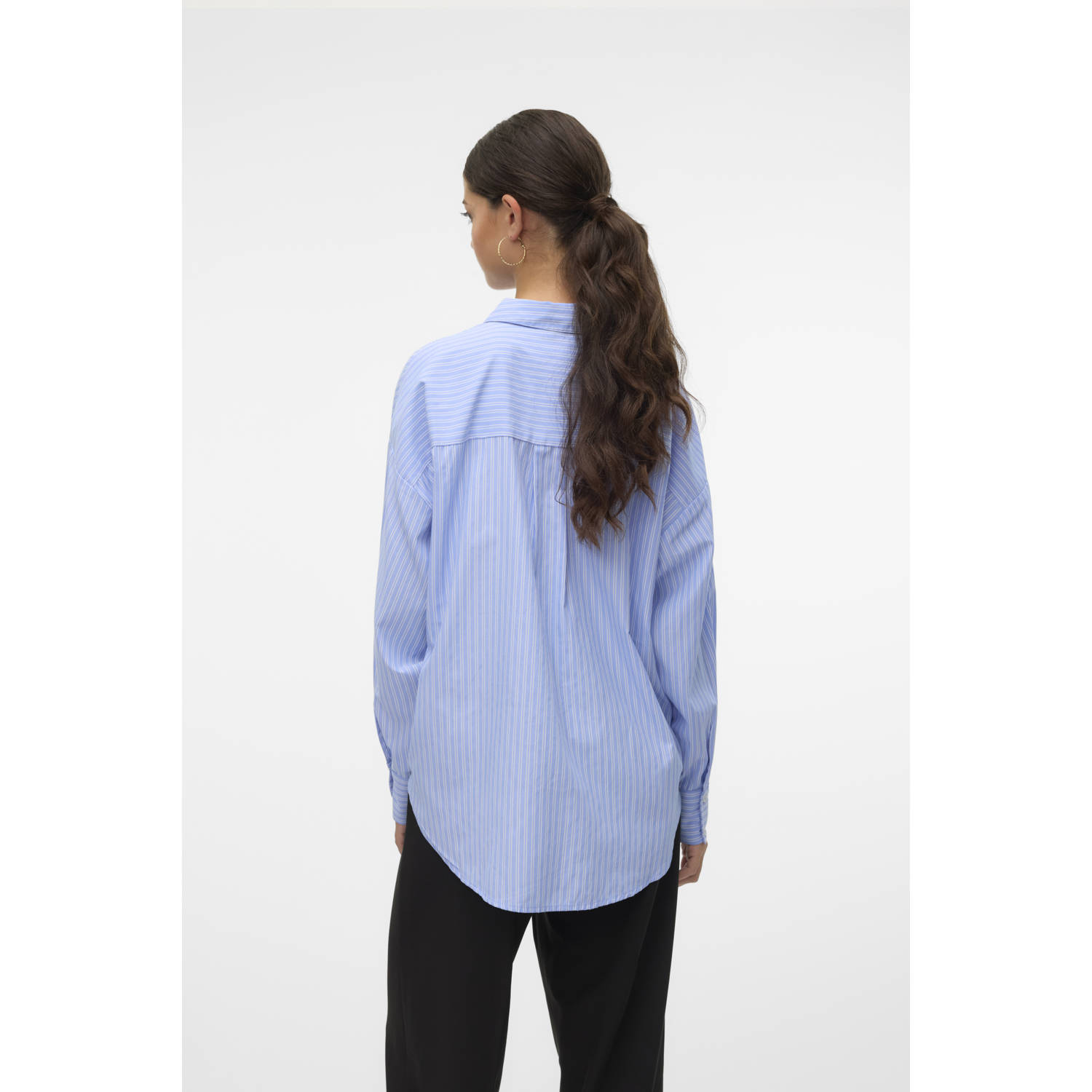 VERO MODA blouse VMFANNI met krijtstreep lichtblauw wit