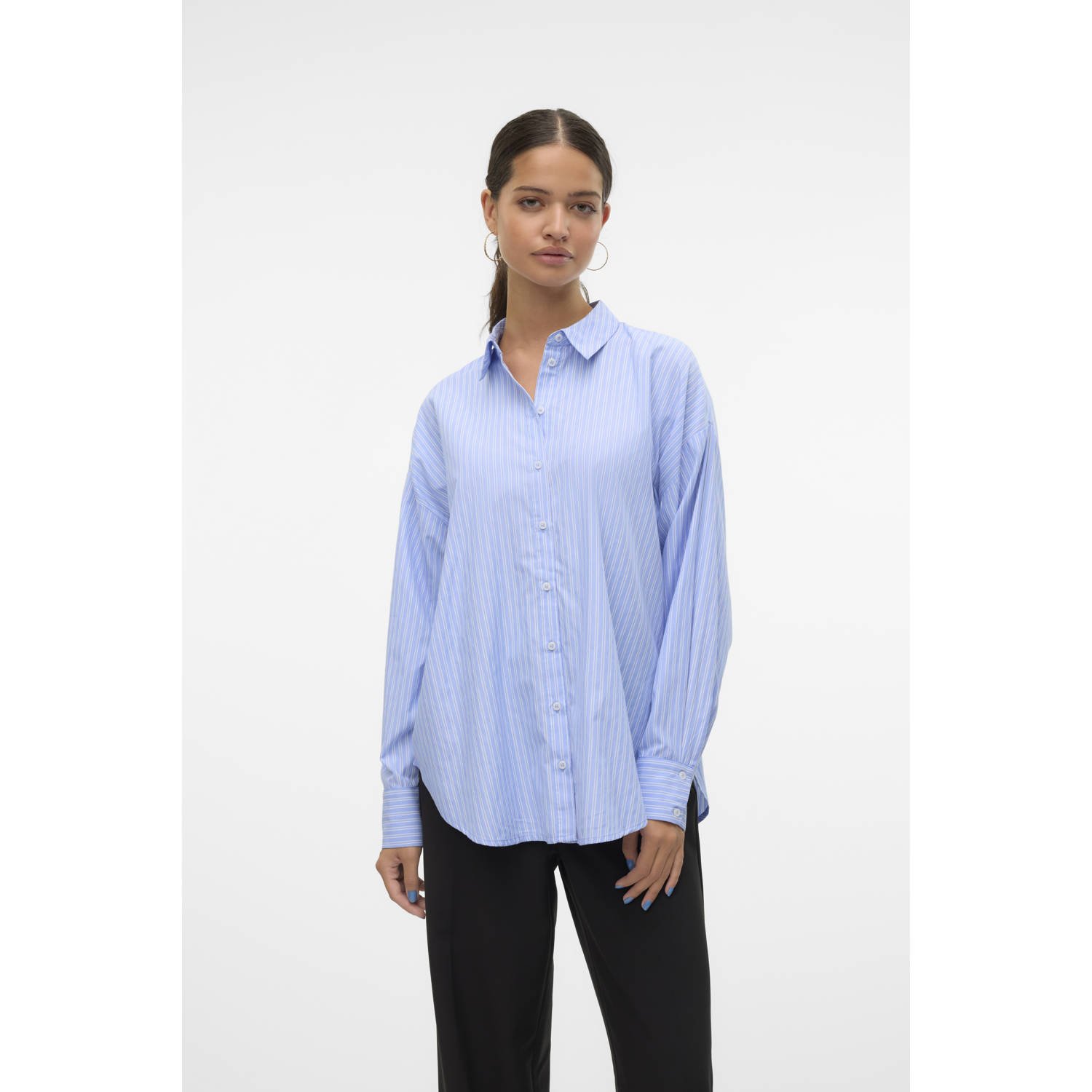 Vero Moda Oversized overhemdblouse van katoenmix model 'FANNI'