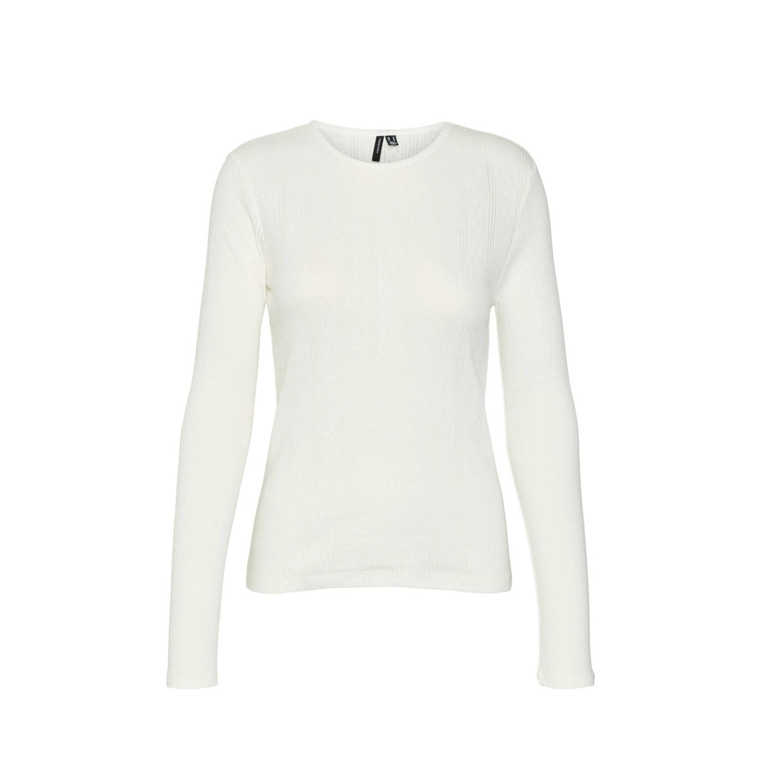 Vero Moda Slim fit shirt met lange mouwen en fijn ajourpatroon